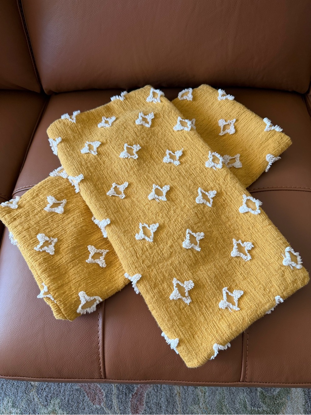 Pillow Covers Set of 2 Mustard and Cream. 17x17